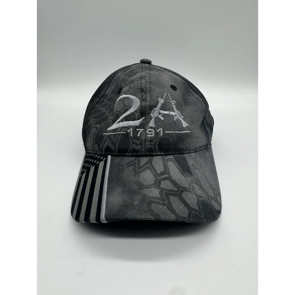 Kryptek 2nd Amendment 1791 2A American Flag Hat OC Black Tactical Cap Adjust